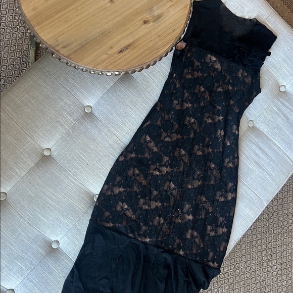 Petit Pois for Viviana G Black Sheer Lace Midi Dress Size Small - Picture 2 of 10